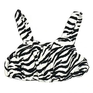 ZARA Gauze Textured Zebra Print Crop Top 13-14y NWOT